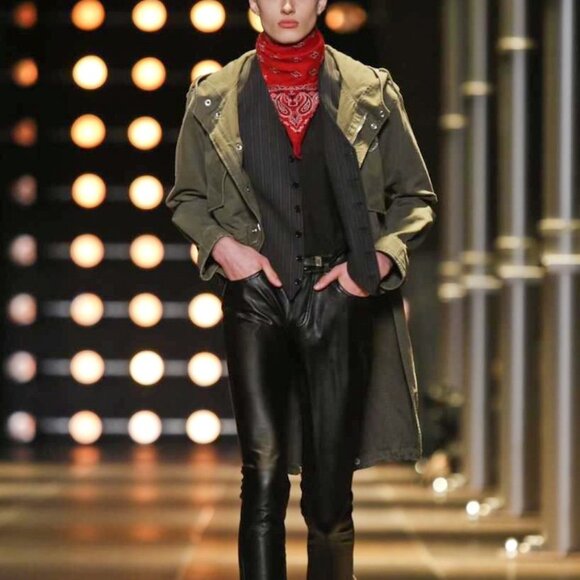 Saint Laurent SS/14 Khaki Gabardine Fishtail Military Parka - Picture 1 of 15